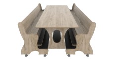 Hoogzit tafel L220 x B80 cm grey craft oak met 2 banken Tangara Groothandel voor de Kinderopvang Kinderdagverblijfinrichting4